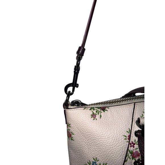 Prairie Satchel With Cross Stitch Floral Print Pebbled white leather with floral - Picture 5 of 12